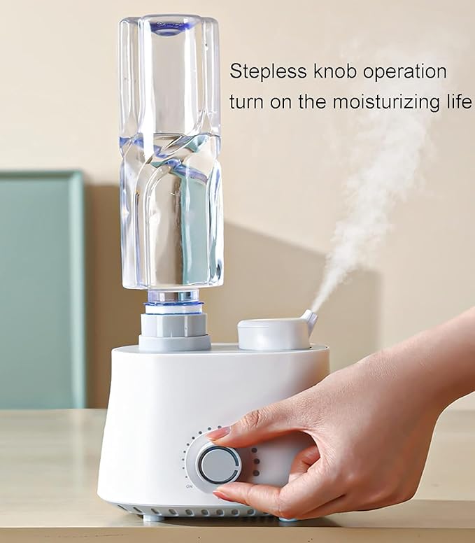 VKX Humidifier, Water Bottle Humidifier, Travel Humidifier, Adjustable Mist Output, No Leak, Automatic Shut Off, Suitable for Bedroom, Office and Hotel. (white)