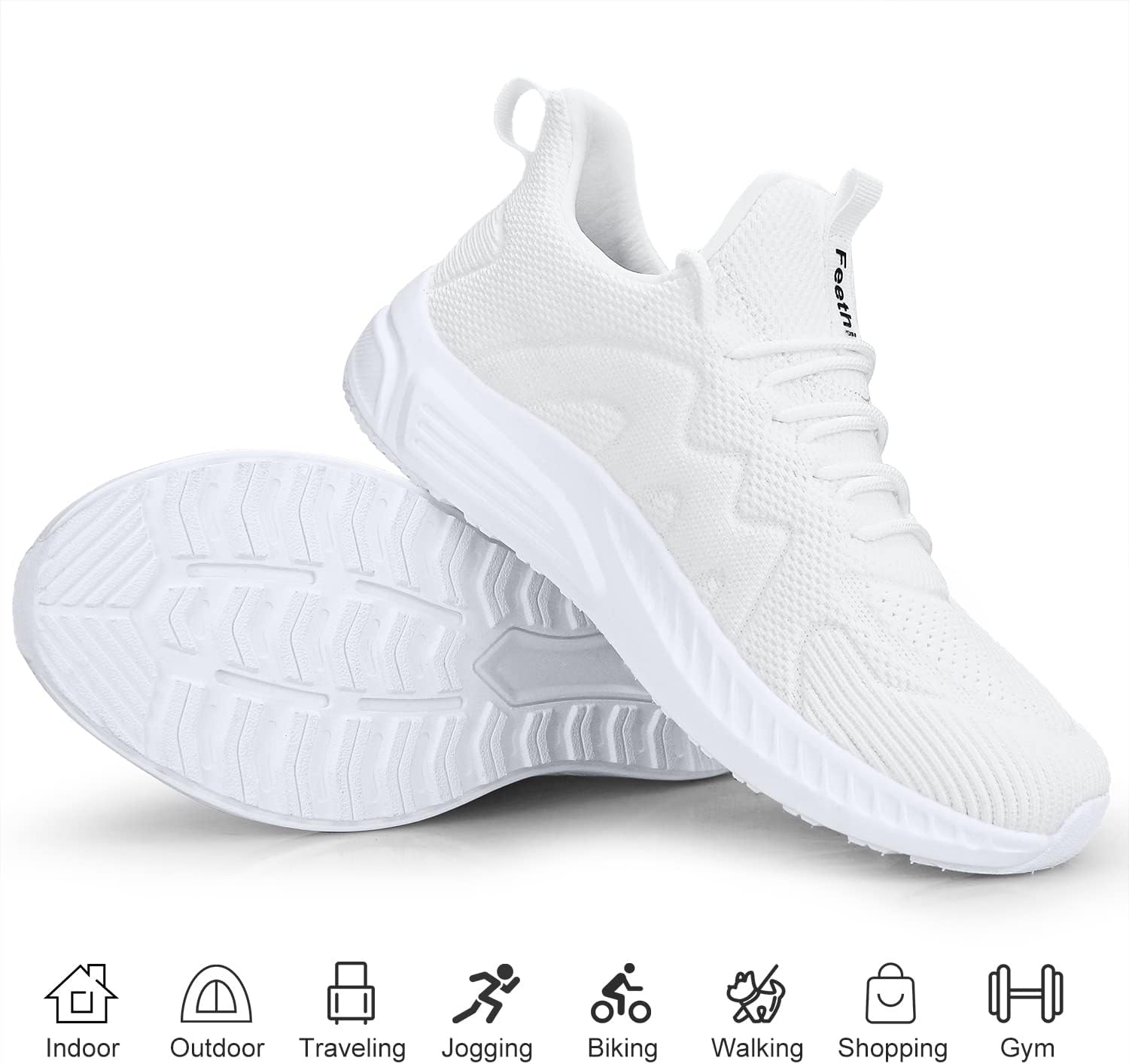 Feethit Mens Non Slip Walking Sneakers Lightweight Breathable Slip on Running Shoes Athletic Gym Tennis Shoes for Men