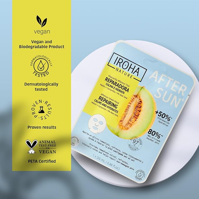 IROHA NATURE, Skin Care Mask to Repair and Soothe After Sun Exposure - Pack of 5 Pieces-FlexoryFit