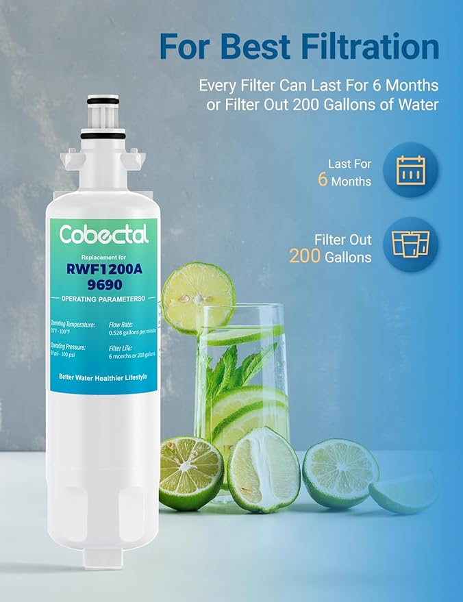 Adq360061 Water Filter Replacement for LG Lt700p Adq36006101 Lfds22520s, Cobectal Water Filter Replacement for kenmore 9690 469690 Adq36006102 Lfxc24726s Lfxc29626s Rwf1200a Filter, 3-Pack