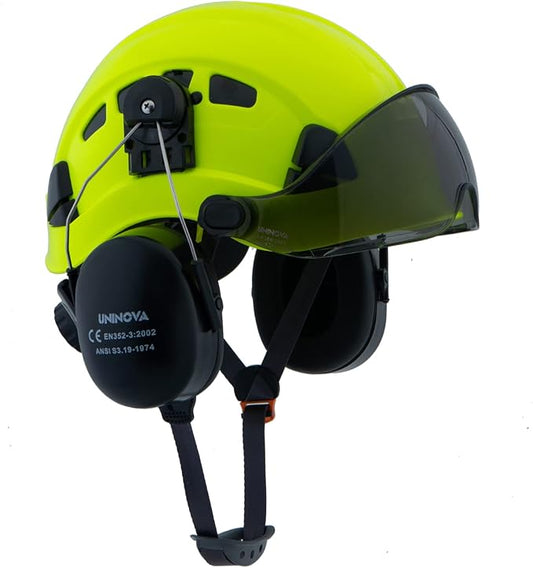 UNINOVA Arborist Helmet Forestry Helmet Chainsaw Helmet with Visor and Earmuffs,OSHA Safety Hard Hat Helmet for Logging Trimming Mowing Climbing Tree Service Garden Work