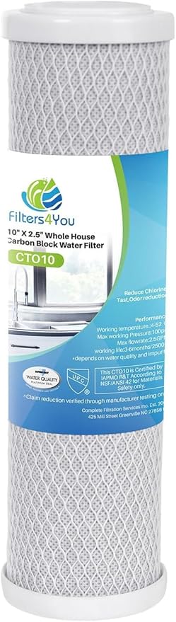 CFS – 32 Pack Carbon Block Water Filter Cartridge Compatible with Hydro Life 52418 C-2471 Models – Removes Bad Taste and Odor – Whole House Replacement Filter Cartridge – 1 Micron