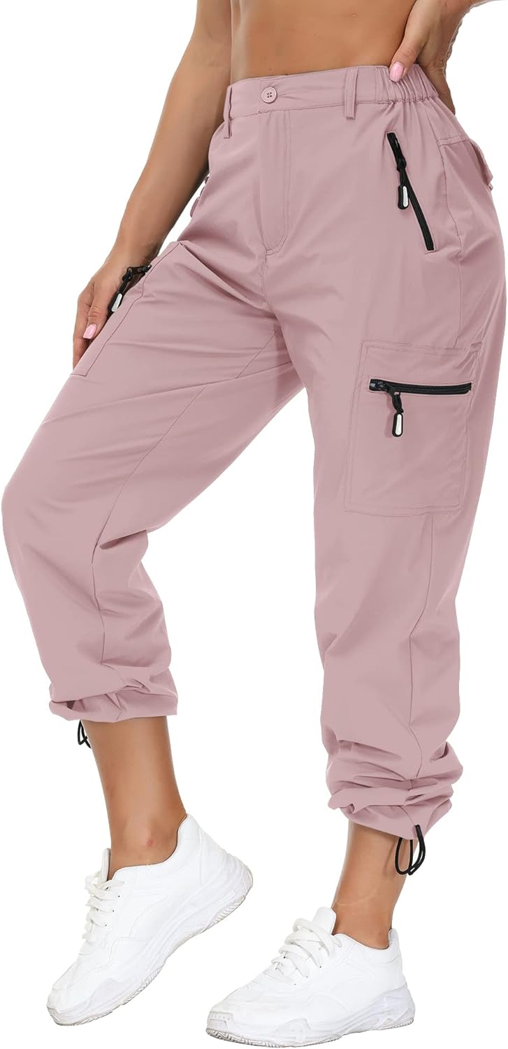 VVK Women's Hiking Cargo Pants Lightweight Quick Dry Outdoor Athletic Pants Camping Climbing Golf Zipper Pockets