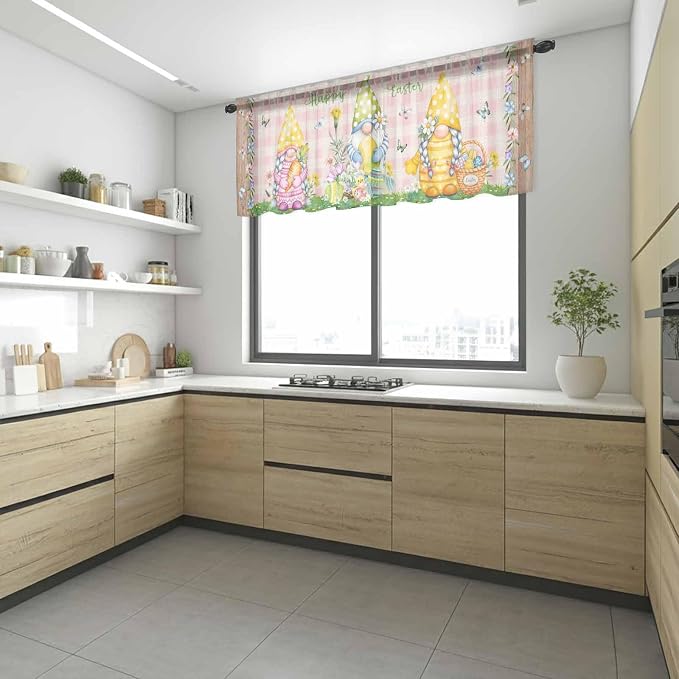 Happy Easter Sheer Valances for Windows 60"x18", Light Filtering Kitchen - Image 6