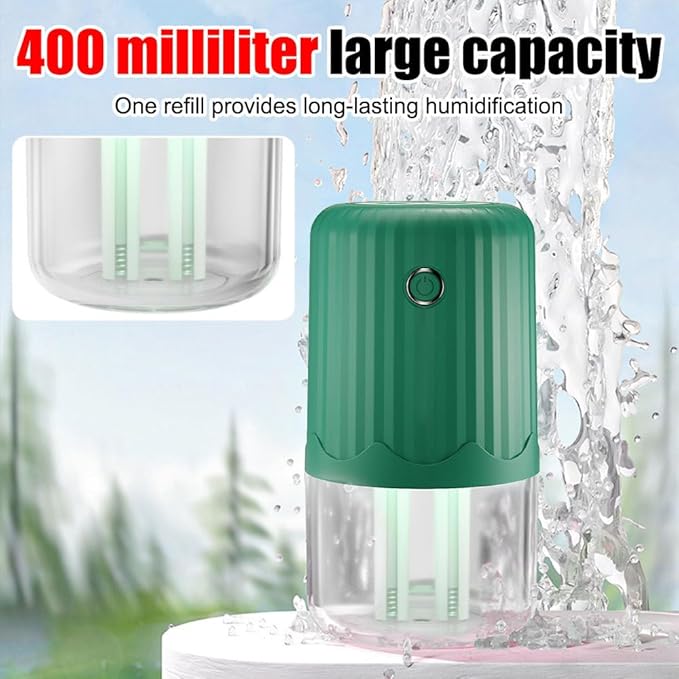 Mini Humidifier with Night Light, 400ML Dual Channels Mist Humidifier, Auto Shut Off USB Desktop Humidifier for Bedroom Office Car
