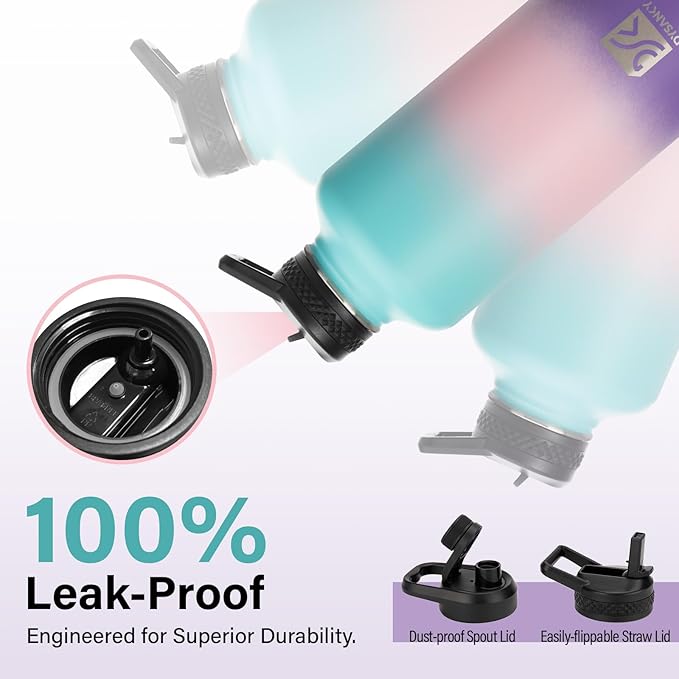 Insulated Water Bottle | Thickened Stainless Steel for Gym and Hiking with Straw, Carrier Bag, Handle Strap | BPA-Free 87 oz-FlexoryFit