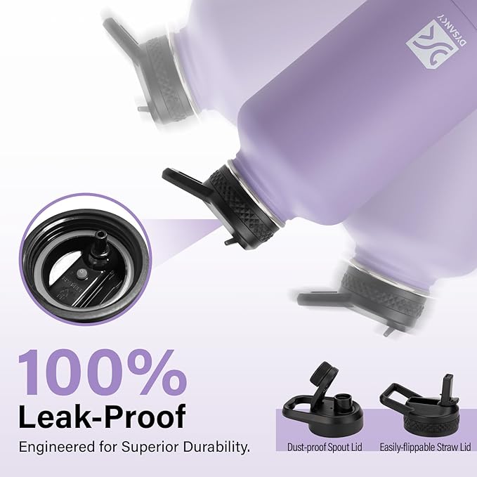 Insulated Water Bottle | Thickened Stainless Steel Vacuum Metal | Portable Sports Half Gallon Large Water Jug for Gym and Hiking with Straw, Carrier Bag, Handle Strap | BPA-Free 64 oz-FlexoryFit