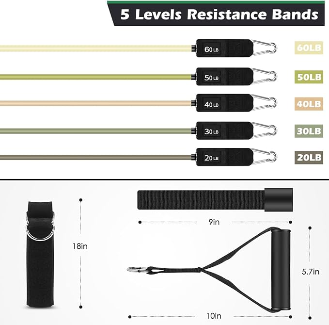 WHATAFIT Resistance Bands, Exercise Bands，Resistance Bands for Working Out, Work Out Bands with Handles for Men and Women Fitness, Strength Training Home Gym Equipment-FlexoryFit
