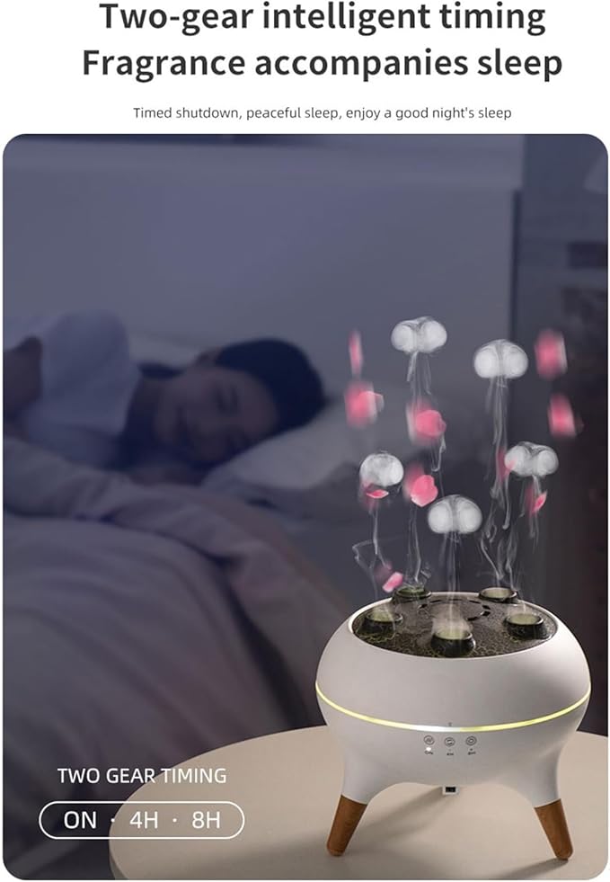 Jellyfish Diffuser with Remote, Smart LED Jelly Fish Humidifier with Music Rhythm Mist, Color-Changing Lights, 250ml Aroma Diffuser, Auto Shut-Off & Timer, for Bedroom, Office, Gifts
