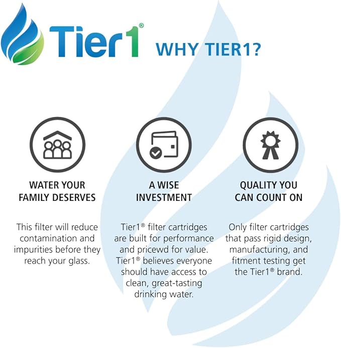 Tier1 UKF8001 Refrigerator Water Filter 6-pk | Replacement for Whirlpool Filter 4, EveryDrop EDR4RXD1, 4396395, Maytag UKF8001, FMM-2, UKF8001AXX-750, 469006, Fridge Filter