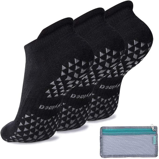 Hylaea Unisex Non Slip Socks with Grip for Yoga, Hospital, Pilates, Barre | Ankle, Cushioned-FlexoryFit