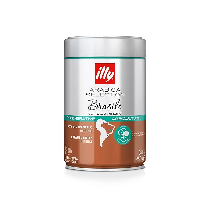 illy Arabica Selections Brasile - Cerrado Mineiro Ground Coffee, Regenerative Agriculture Coffee, 8.8oz (Pack of 1)-FlexoryFit