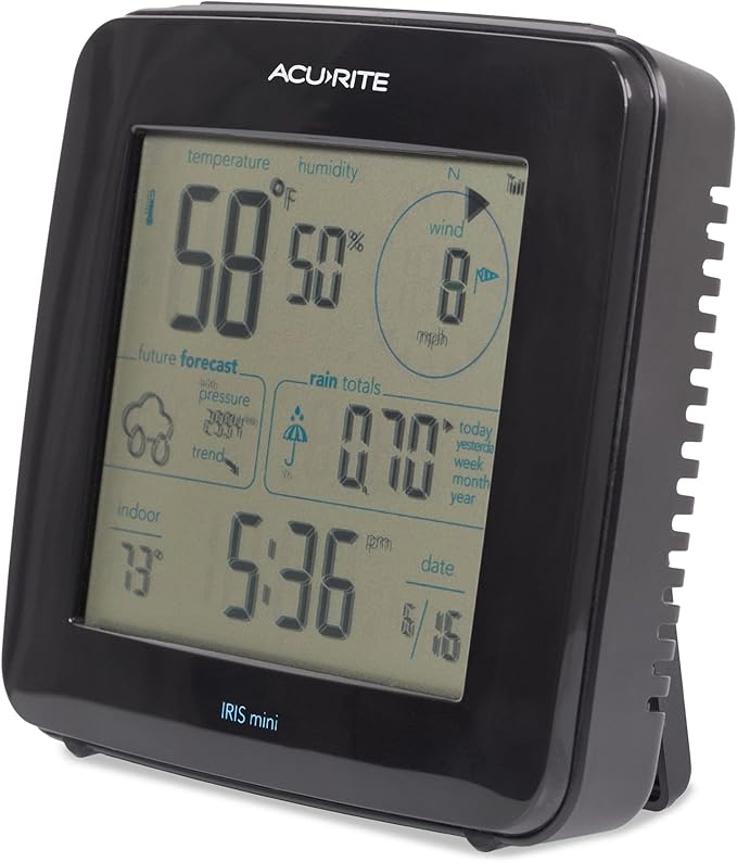 AcuRite Iris® Weather Station with Mini Wireless Display for Temperature, Humidity, Wind Speed, Wind Direction, Historic Rainfall Totals, and Hyperlocal Forecast with Built-in Barometer (01122M)