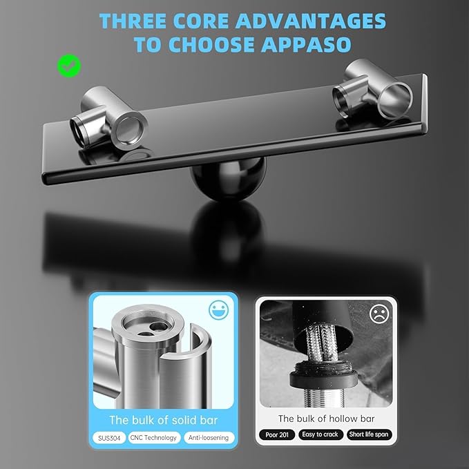 APPASO Black Kitchen Faucet with Soap Dispenser, Matte Black S304 Stainless Steel Modern Sink Faucets with Pull Down Sprayer 3 Modes, High Arc Single Handle Non Leakage, Easy to Install