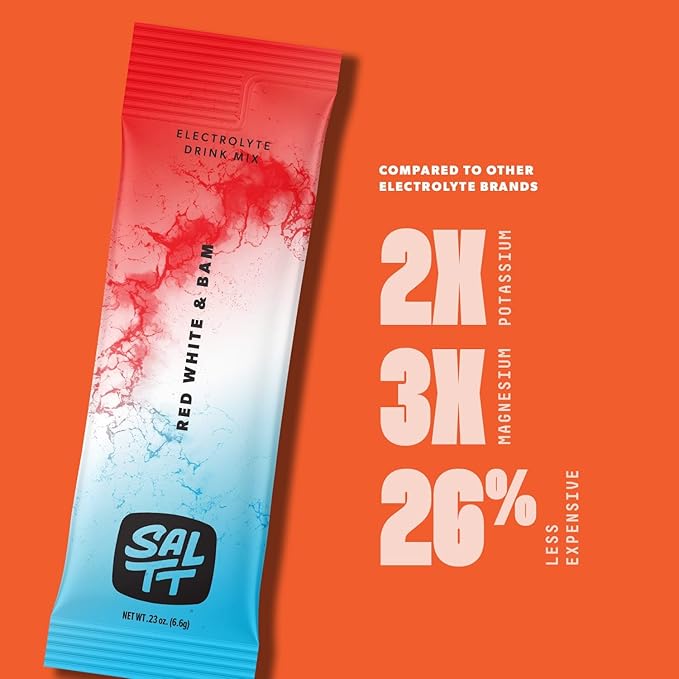 Keto Chow SALTT Electrolytes Powder Packets, Red White & Bam (30 Hydration Packets) - Magnesium, Potassium, Sodium, Trace Minerals - Vegan, Sugar Free, Gluten Free - Travel Essentials - Made in USA-FlexoryFit