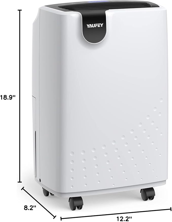 Yaufey 2500 Sq. Ft Home Dehumidifier for Medium to Large Rooms and Basements with Auto or Manual Drainage, 0.48 Gallon Water Tank Capacity - Low Noise and 24 Hr Timer