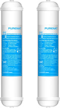Inline Water Filter for Refrigerator and Ice Maker(2 Pack),1/4" Push Connect Post Carbon Filter Replacement for Reverse Osmosis Water System