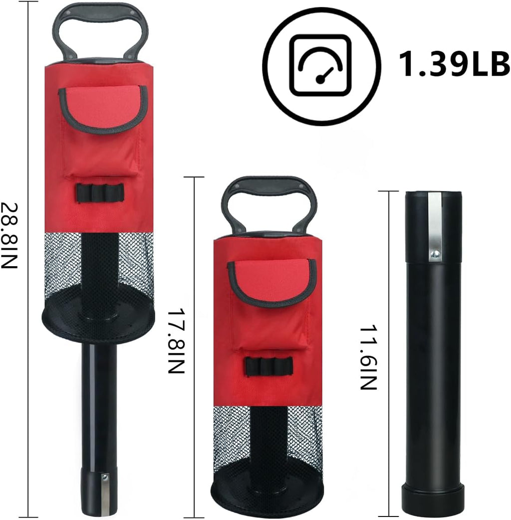 HOW TRUE Golf Ball Retriever, Portable Shag Bag Golf Ball Pick Up with Removable Plastic Tube, Pocket Shagger Storage