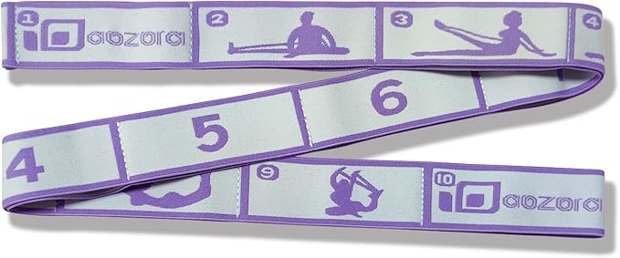 Aozora Stretch Bands for Exercise, Elastic Yoga Stretching Strap, Flex Strap 10 Loops for Physical Therapy, Pilates, Yoga, Dance & Gymnastics Exercise and Flexible Pilates Stretch Band-FlexoryFit