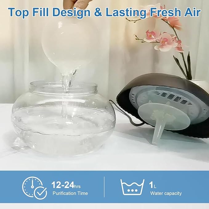 Air Purifier (Green) - Water Filter Air Washer For Home and Office - Essential Oil Aroma Diffuser With LED Night light - Small Air Cleaner For Smoke and Pets (Green)