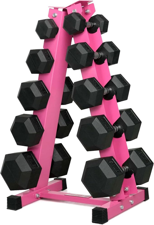 RitFit 250LB/300LB Rubber Hex Dumbbell Sets with Weights Rack, Multiple Color Choices Available, Great Gym Equipment for Home, Strength Training, Workouts-FlexoryFit