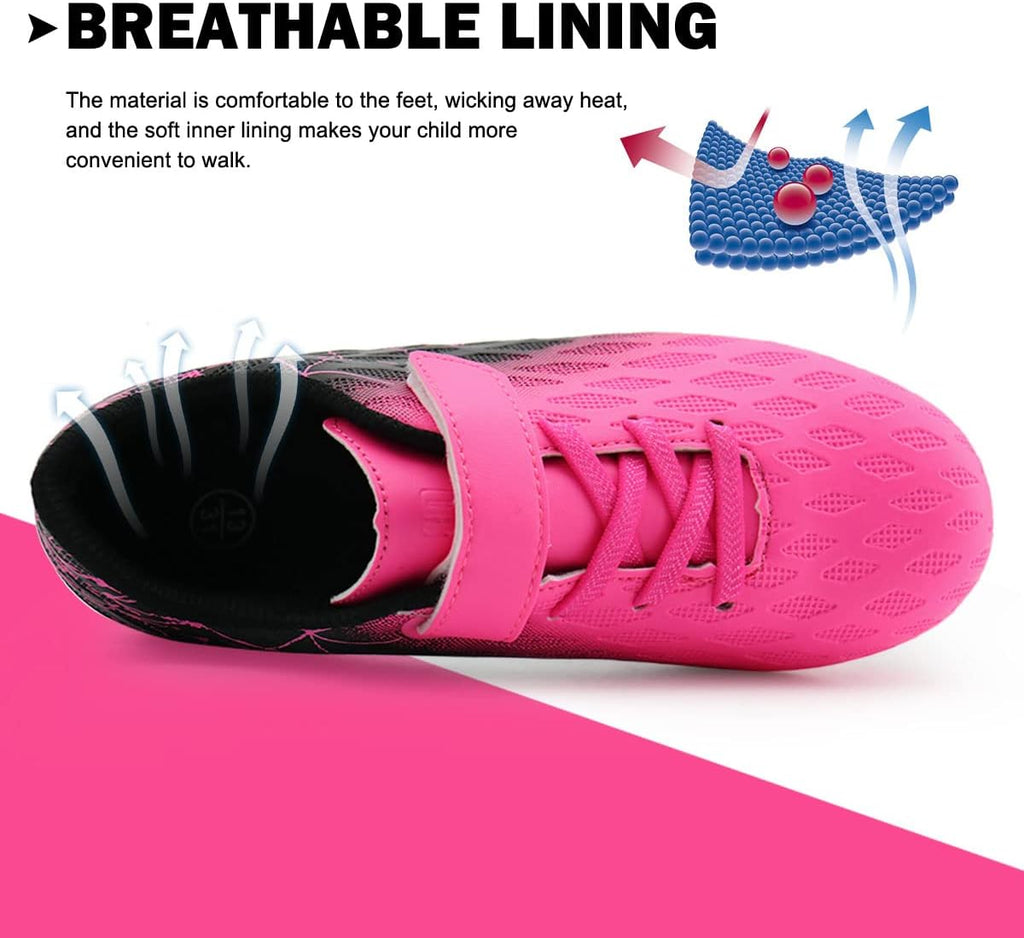 brooman Kids Firm Ground Soccer Cleats Boys Girls Athletic Outdoor Football Shoes
