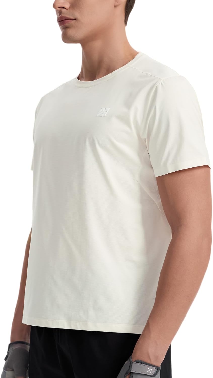 Mens Seamless Workout T-Shirts Lightweight Moisture Wicking Running Hiking Camping Tennis Pickleball Shirts for Men