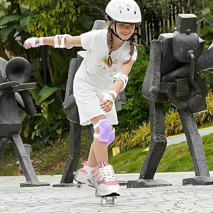 CHSSIH Roller Skate Shoes for Girls, Kids, Women, Men & Adults – Retractable Shoes with Wheels | Pop-Out High Roller Skating Shoes That Turn Into Sneaker Skates-FlexoryFit