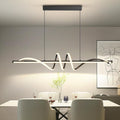 Modern LED Pendant Lights, Ceiling Chandelier Dimmable with Remote Control 3000k-6000K Adjustable Color Temperature, Aluminum Island Lighting Lamp Fixture for Kitchen, Dining Room(47in Black)