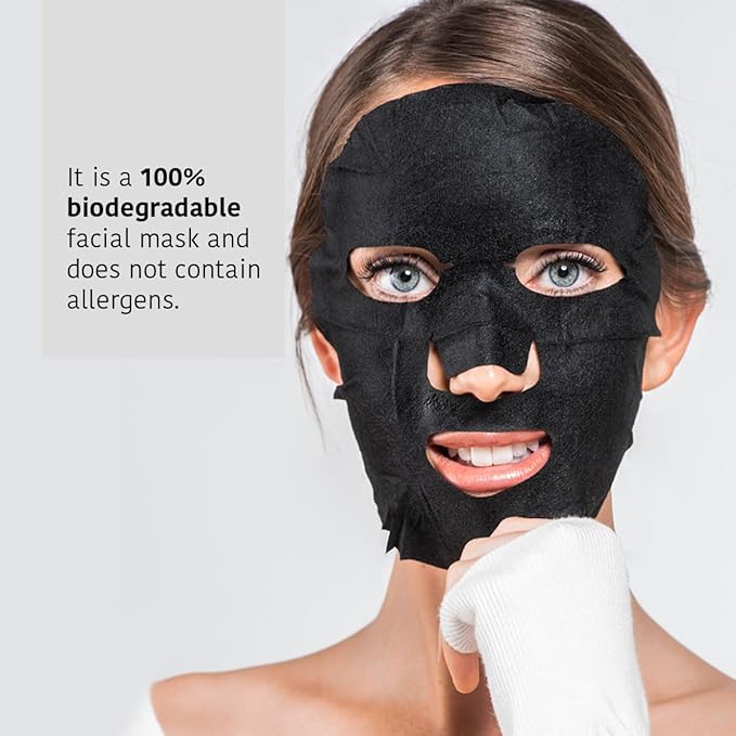 IROHA NATURE Rebalancing & Hydrating Tissue Face Mask | 15 Pieces | With Charcoal & Hyaluronic Acid | Deep Purifying for Clean, Clear Skin | Results in 15 Minutes | 100% Vegan-FlexoryFit