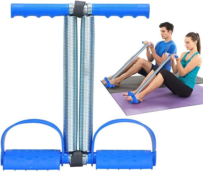 Elastic Sit Up Equipment, Pull Rope Dual Spring Tension Foot Pedal Sit Up Equipment for Abdominal, Leg Exerciser Tummy Trimmer Sport Fitness Slimming Training Bodybuilding at Home Gym-FlexoryFit