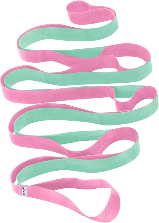 TECEUM Stretching Strap for Yoga & Physical Therapy – 10 Loops – Non-Elastic Leg Stretch Straps for Stretching, Exercising, Pilates, Post-Injury Rehabilitation for All Levels – Men & Women-FlexoryFit