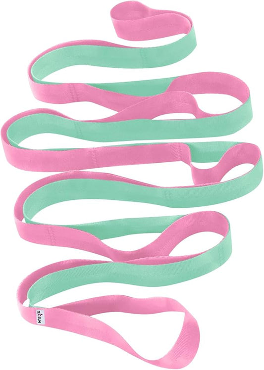 TECEUM Stretching Strap for Yoga & Physical Therapy – 10 Loops – Non-Elastic Leg Stretch Straps for Stretching, Exercising, Pilates, Post-Injury Rehabilitation for All Levels – Men & Women-FlexoryFit