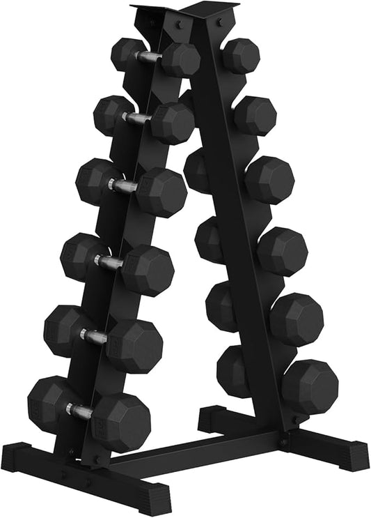 Rubber Coated Hex Dumbbell Weight Set, Multiple Sizes Exercise & Fitness Dumbbells,100LB Set,110LB Set,200LB,350LB,450LB,550LB, 35-50Lbs Pairs for Muscle Toning, Strength Building & Full Body Workout-FlexoryFit