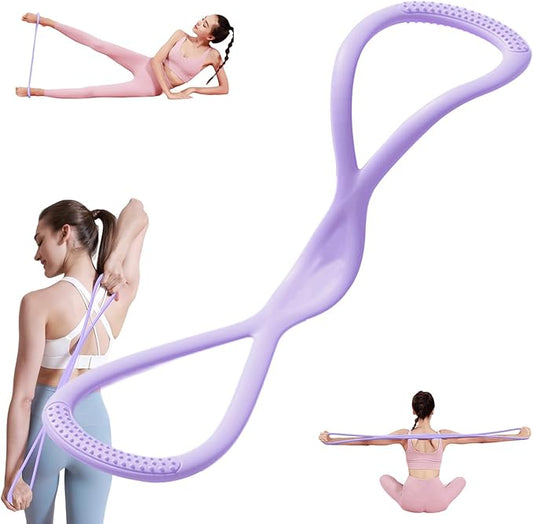 Resistance Bands, Figure 8 Exercise Bands for Women Men, Arm Back Elastic Rope for Glutes,Back,Fullbody Yoga Pulling Rope, Gift for Sports Lover/Beginner (25 lbs)-FlexoryFit