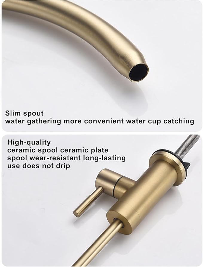 Brushed Gold Drinking Water Filter Faucet for Kitchen Sink Reverse Osmosis Ro System, Lead-Free Sus Stainless Steel with Brass Finish
