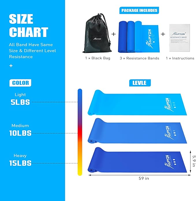 Resistance Bands, Exercise Bands, Physical Therapy Bands for Strength Training, Yoga, Pilates, Stretch Elastic Band with Different Strengths, Workout Bands for Home Gym-FlexoryFit