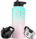 IRON °FLASK Camping & Hiking Hydration Flask with 3 Lids - Stainless Steel, Double Walled & Vacuum Insulated Water Bottle - Leak Proof & BPA Free 32 Oz