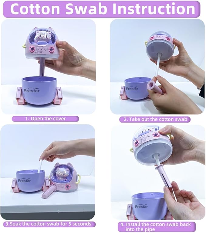Mini USB Humidifier 220ml with LED Night Light, Small Cute Humidifier Bulit in Adorable Doll for Kids, Plant, Bedroom, Office, Desk, Babies Room, No Battery(Green-Huhu)