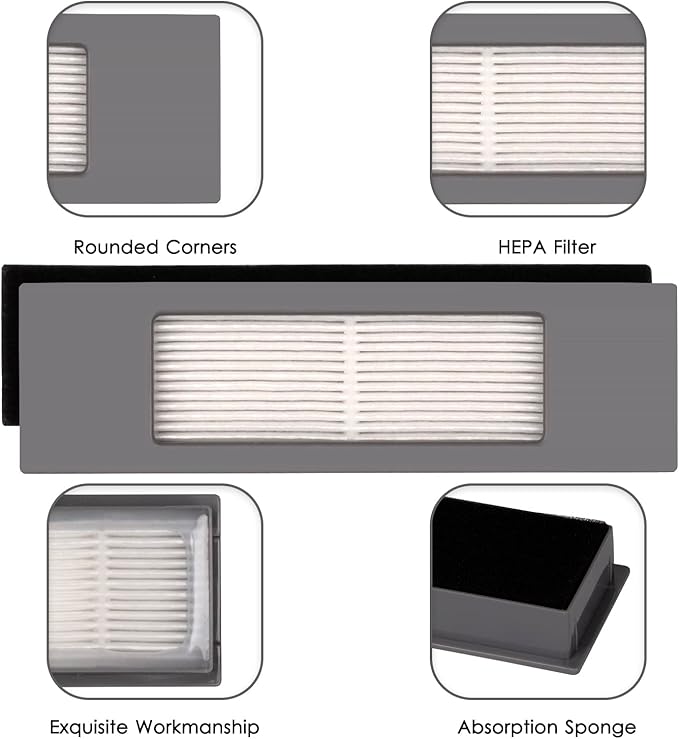 (16 Pieces) N10 HEPA Filter for Robot Vacuum Ecovacs DEEBOT OZMO N10 N10 Plus 920 950 T8 AIVI Max T9 T5 N5 N7 N8+ N8 Pro Plus DX55 DX93 DJ65, Robot Vacuum Cleaner Filter Kit