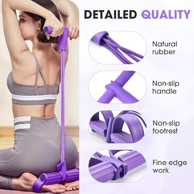 21 Fitness Resistance Bands-4 Tube Pedal Ankle Puller, Elastic Yoga Pedal Puller Resistance Band, Stretching Bands for Arm and Leg Workouts Abdomen, AB Training Auxiliary Device for Women Men-FlexoryFit