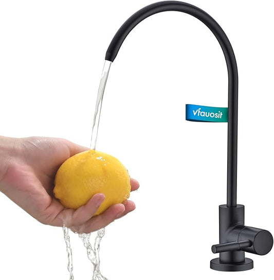VFAUOSIT Water Filter Faucet, Drinking Water Faucet Fits Most Reverse Osmosis or Water Filtration System, Lead-Free Stainless Steel Non-Air Gap Black RO Water Dispenser Faucet for Bar/Kitchen Sink