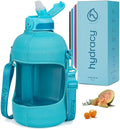 Hydracy Water Bottle with Time Marker -Large BPA Free Water Bottle & No Sweat Sleeve -Leak Proof Gym Bottle with Fruit Infuser Strainer & Times to Drink -Ideal for Fitness Sports & Outdoors