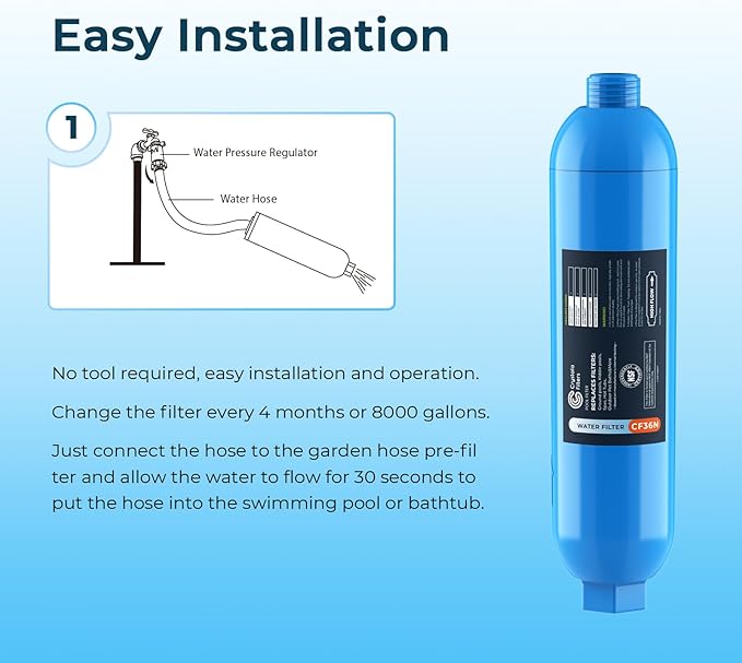 Crystala Garden Hose End Pre-Filter for Swimming Pool, Hot Tubs, Spa, Inflatable Pool, Ponds, Greatly Reduces Bad Taste, Odors, Chlorin and Sediment, up to 8,000 Gallons, 2 Pack