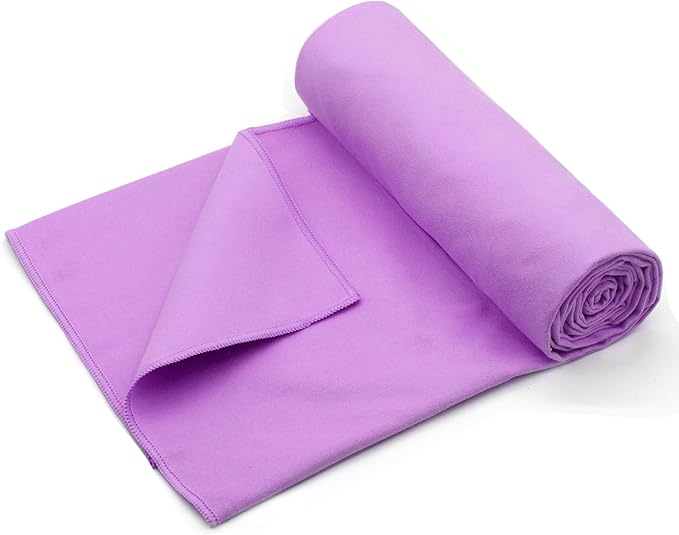 Eunzel Hot Yoga Towel Non Slip Yoga Mat Towel Non-Slip Sweat Absorbent Microfiber Towel for Hot Yoga, Pilates and Workout 72" x 26.5", Purple-FlexoryFit