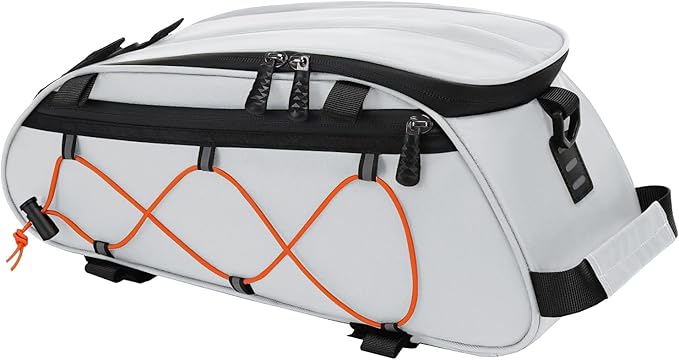 MOSISO Bike Rack Bag with 2 Removable Panniers, Waterproof Bike Trunk Cooler Storage Handbag Insulated Bicycle Rear Seat Pouch, Bicycle Storage Saddle Shoulder Bag Cycling Luggage Pouch, Silver
