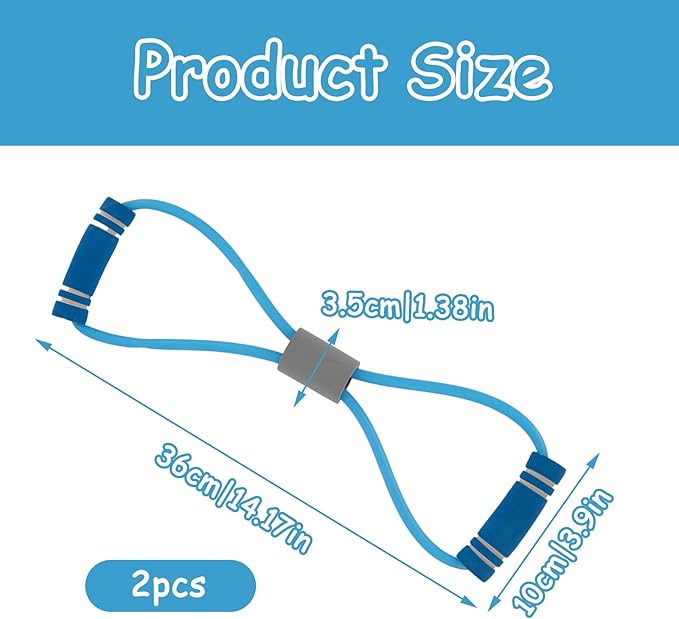 2 Pcs Figure 8 Resistance Band, Resistance Band with Handles, Suitable for Full Body Exercise, Strength Training, Flexibility, Exercise Elastic Rope, Suitable for Home, Gym (Blue)-FlexoryFit