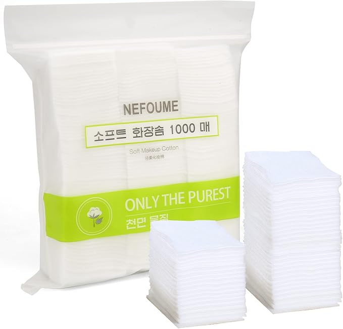 1000 PCS Thin Makeup Facial Cotton Pads, Square Makeup Remover Cotton Pads, Facial Eye Lip Nail Polish Makeup Remover, Non-Woven Cotton, Lint Free-FlexoryFit