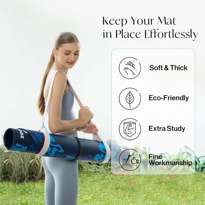 Tumaz Yoga Mat Strap [MAT NOT Included] (2 Sizes) with Extra Thick & Comfy Delicate Texture, Adjustable Yoga Mat Carrier-FlexoryFit