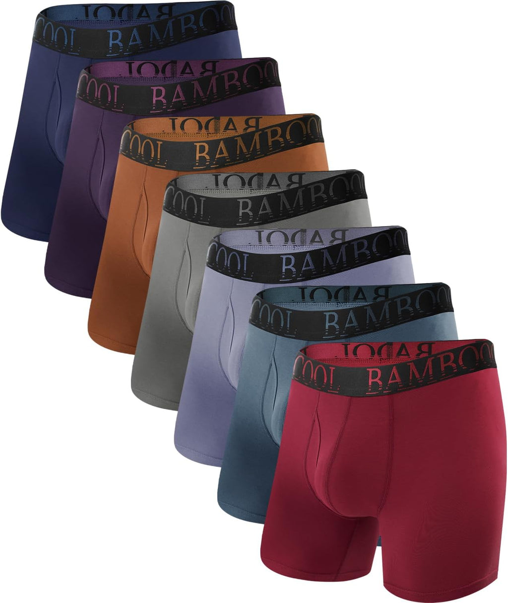 BAMBOO COOL Men's Ultra ComfortSoft Underwear, Moisture Wicking & Breathable No Ride Up Boxer Briefs with Fly, Multipack